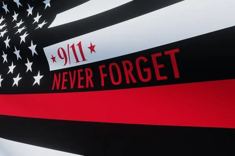 Thin Red Line Firefighter Flag. USA flag. Remembering, memories on fallen fir Stock Illustration