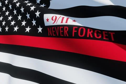 Thin Red Line Firefighter Flag. USA flag. Remembering, memories on fallen Stock Illustration