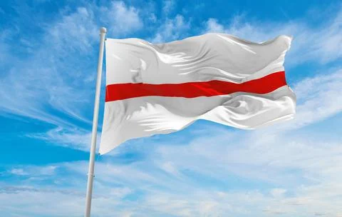 Thin Red Line for Nurses flag waving at cloudy sky background on sunset, pano Stock Illustration