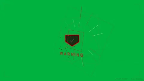 Thin red lines emerging, sparking shield pulsing and wireframes rotating to warn Stock Footage 333972224