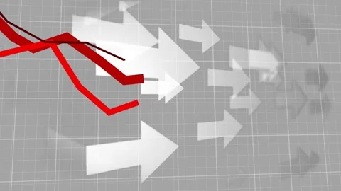 Thin red lines entering left pushing red zigzag crossing white arrows across Stock Footage 331214510