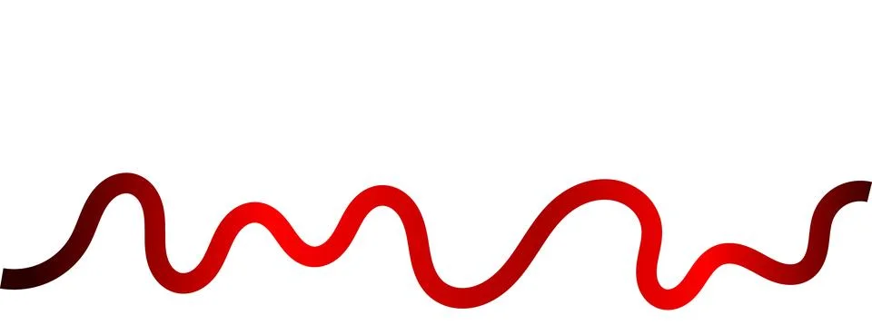 Thin red rhythmic wave on white background, abstract scarlet curved line, f.. Ilustración de archivo