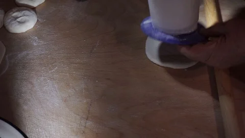 Thin rolled stiff dough Stock Footage 106198377