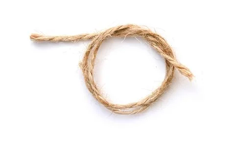 Thin rope twist with round shape isolated on white, top view Stock-Fotos