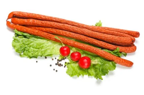 Thin sausages Foto stock