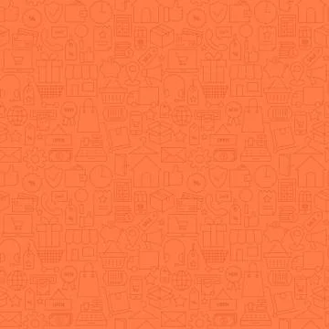 Thin Shop Store Commerce Finance Line Seamless Red Pattern 스톡 일러스트