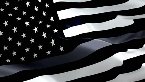 Thin Silver Line Flag for Corrections Officers. Support Corrections Agents Flag. Stock Footage 106058456