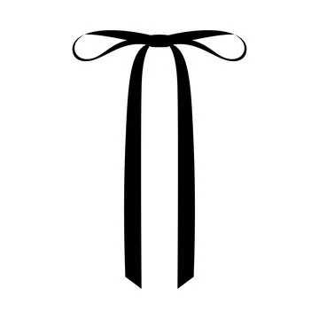 Thin simple ribbon bow silhouette with straight hanging ends vector design Stock Illustration