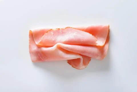 Thin slice of baked ham Stock Photos
