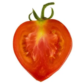 Thin slice of fresh tomato, isolated on white background Thin slice of fre... Stock Photos