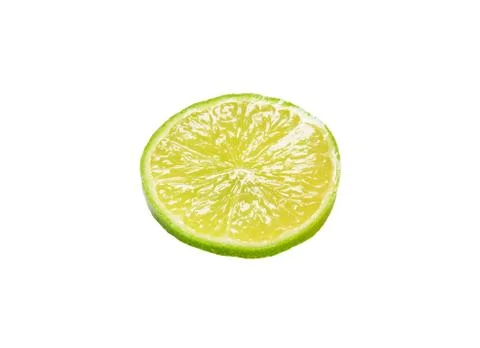 Thin slice of lime isolated on white background Stock Photos