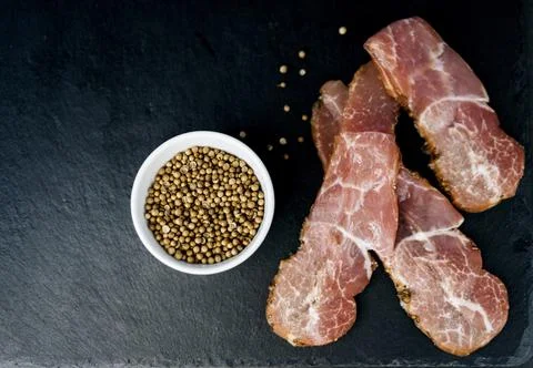 Thin slices of bacon Stock Photos