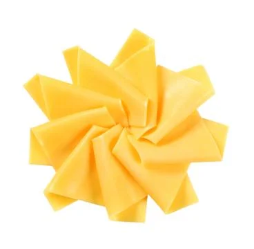 Thin slices of cheese on white background Stock Photos