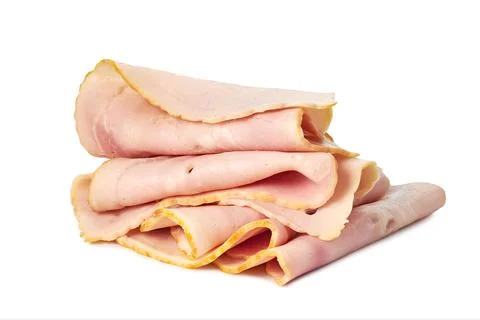 Thin slices on ham on white background Stock Photos