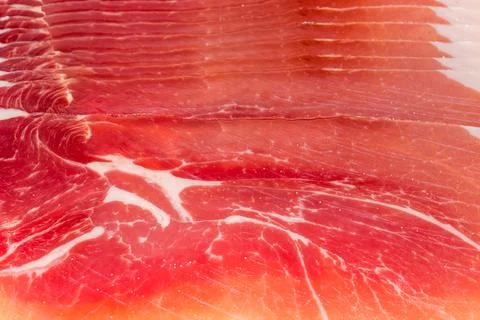 Thin slices of jamon close-up, background, texture Foto stock