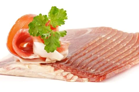Thin slices of jamon Stock Photos