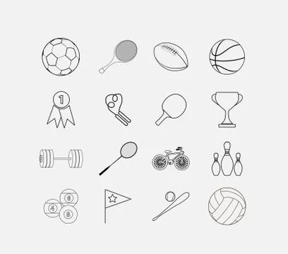 Thin sport icon set Stock Illustration