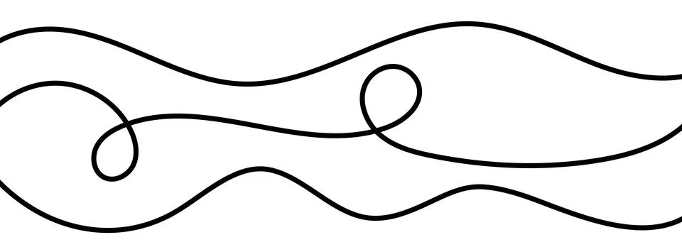 Thin squiggle line set. Wavy wiggle stripe pattern collection. Curvy thread or Stock Illustration