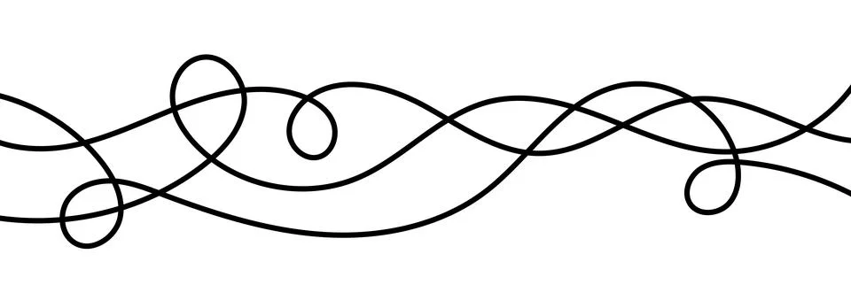 Thin squiggle lines. Wavy wiggle stripe pattern decoration. Curvy thread or yarn Illustrazione stock