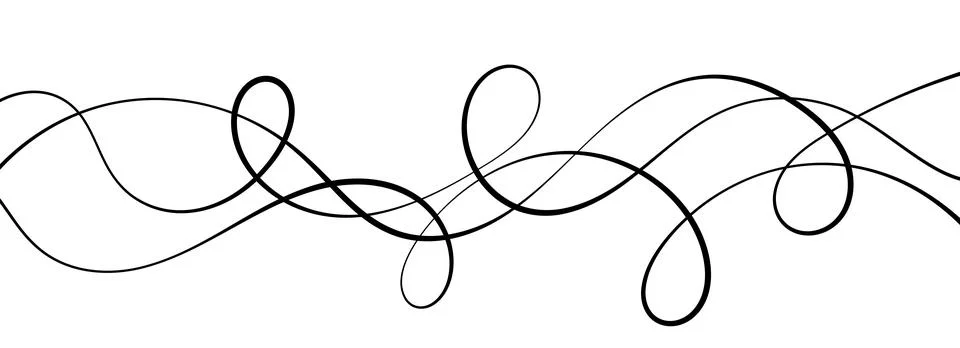 Thin squiggle lines. Wavy wiggle stripes pattern decoration. Curvy thread Stock Illustration