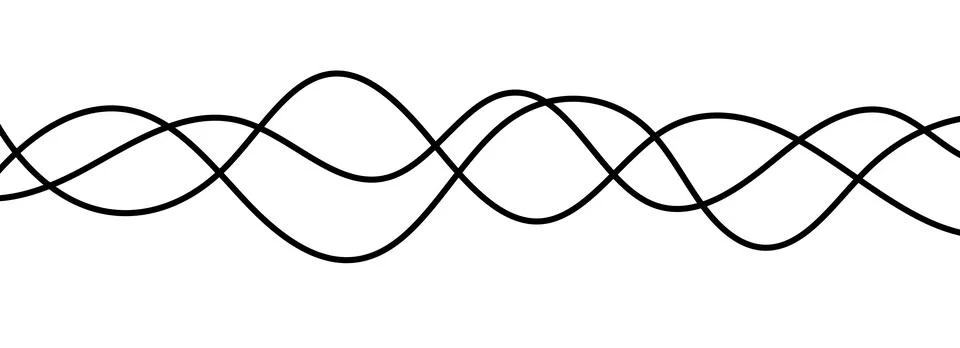 Thin squiggly lines. Wavy wiggle stripe pattern decoration. Curvy thread, string Stock Illustration