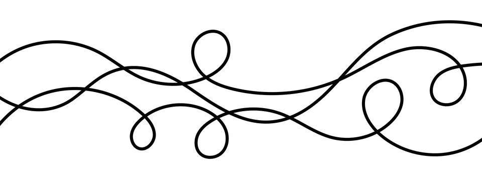 Thin squiggly lines. Wavy wiggle stripe pattern decoration. Curvy thread, string Stock Illustration