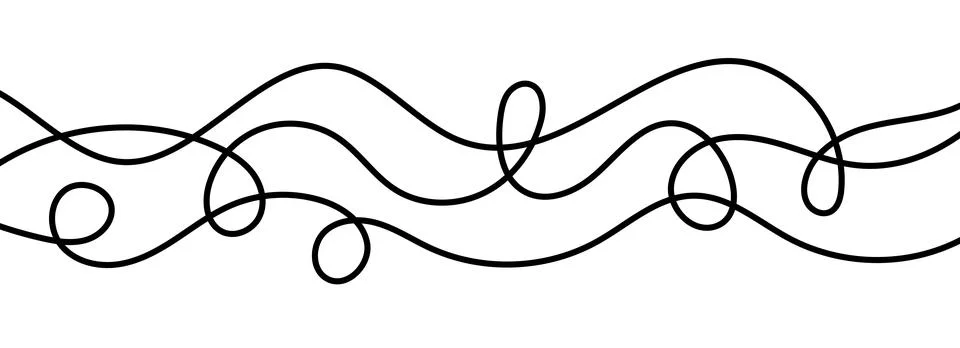 Thin squiggly lines. Wavy wiggle stripe pattern decoration. Curvy thread or yarn Stock Illustration