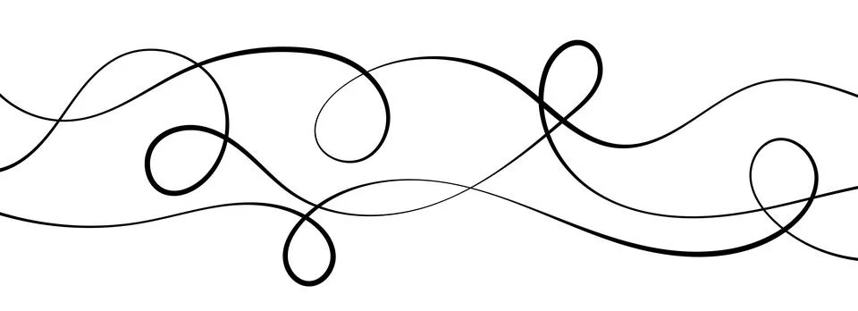 Thin squiggly lines. Wavy wiggle stripes pattern decoration. Curvy thread Stock Illustration
