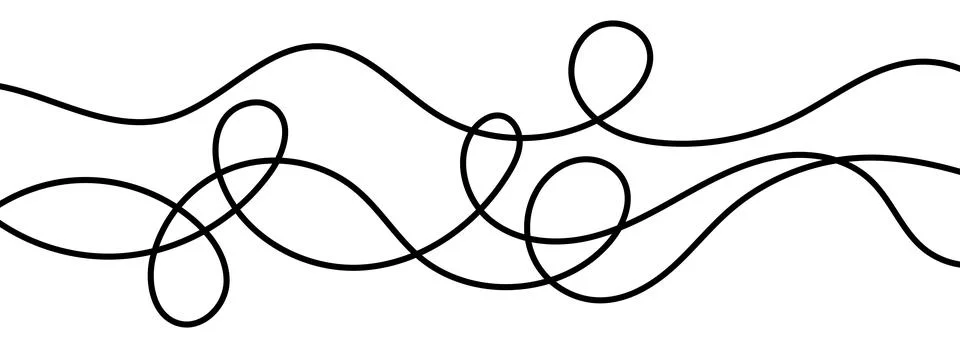 Thin squiggly lines. Wavy wiggle stripe pattern decoration. Curvy thread or yarn Stock Illustration