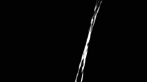 Thin Stream Of Water Pouring On Black Background. Close-up Stock Footage 312013805
