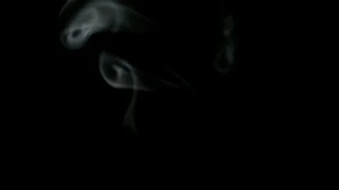 Thin streams of white steam bright fragments on a black isolated background Video stock 92554944