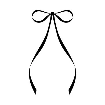 Thin string bow silhouette with long delicate tails vector graphic element Illustrazione stock