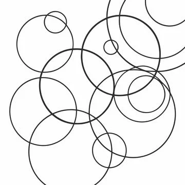 Thin Stroke Circle Border Set Smooth Outline Minimal Vector Stock Illustration