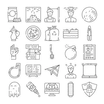 Thin stroke line icons miscellaneous set graphic elements Stockillustratie