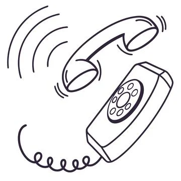 Thin Stroke Phone Call Icon - Communication Technology and Contact Symbol Stock Illustration