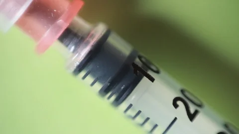 Thin syringe. Macro focus Stock Footage 88764485