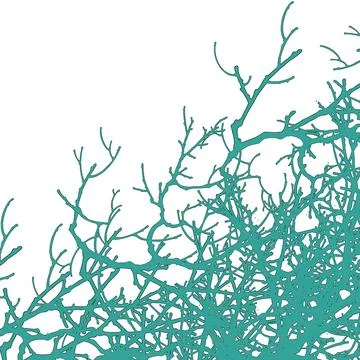 Thin Teal Bare Branches on White Background Stock Illustration