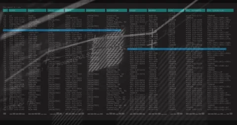 Thin teal line sweeping top edge initiating network graph and highlight shifting Stock Footage 317264796