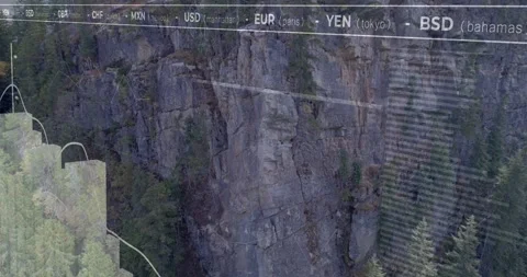 Thin trace line initiating HUD, overlay rising bars and tracing line showing FX Stock Footage 328330914