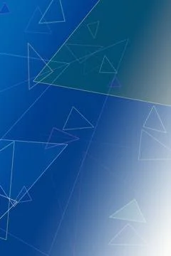 Thin triangle outlines drift over a deep blue field with subtle light haze,.. 스톡 일러스트