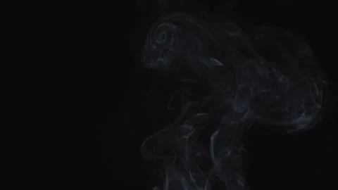 Thin trickle of gray smoke slowly rising graceful twists up on black background Stock Illustration