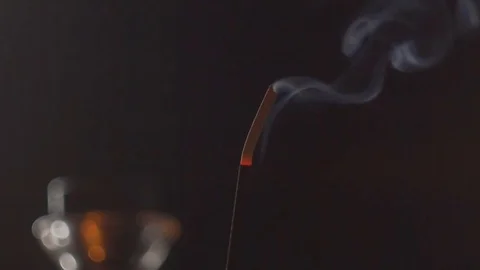Thin trickle of smoke from the aroma-stick. Smell of an aromatic stick Stock Footage