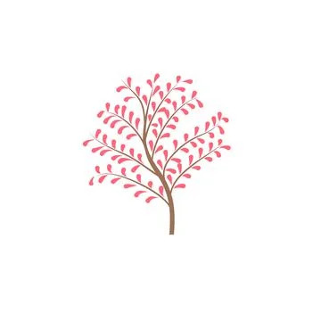 The thin trunk of the tree with leaves logo. Forest and park. Elegant design. Stock Illustration