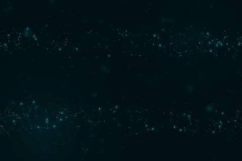 Thin turquoise constellations form airy borders along the upper and lower e.. Illustrazione stock