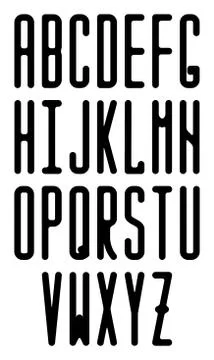 Thin vector monospace sans serif font with rounded corners. Modern condensed  Stock Illustration