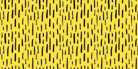 Thin vertical lines pattern on yellow background. Hand drawn small black dash Stock Illustration