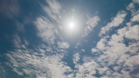 Thin white clouds drift across the blazing summer sun. Stock Footage 336037123
