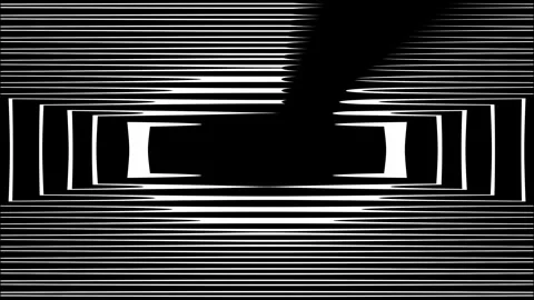 Thin white concentric lines expanding into a circular ripple on black Stock-Footage 332619165