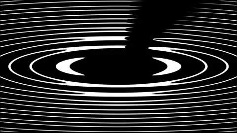 Thin white horizontal lines evolving into a circular ripple effect on black Stock-Footage 332619151