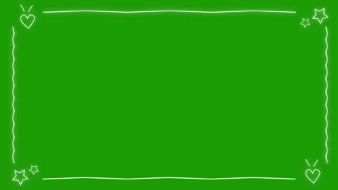 Thin White line Border with Glowing Twinkle Stars and Heart Shape Stock Footage 260594996